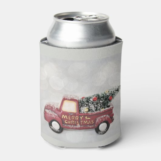 rode  vrachtwagen op een grijze achtergrond blikjeskoeler (Blikje Voorkant)