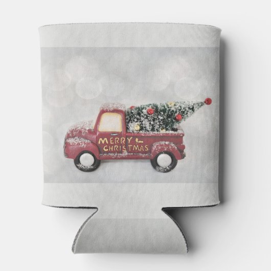 rode  vrachtwagen op een grijze achtergrond blikjeskoeler (Achterkant)