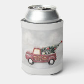 rode  vrachtwagen op een grijze achtergrond blikjeskoeler (Blikje Achterkant)