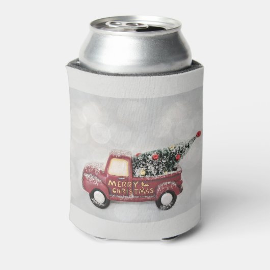 rode  vrachtwagen op een grijze achtergrond blikjeskoeler (Blikje Achterkant)