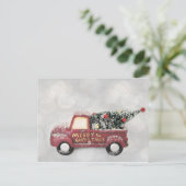 rode  vrachtwagen op een grijze achtergrond briefkaart (Staand voorkant)