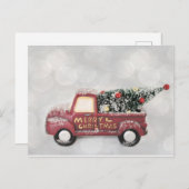 rode  vrachtwagen op een grijze achtergrond briefkaart (Voorkant / Achterkant)