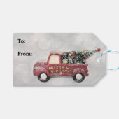 rode  vrachtwagen op een grijze achtergrond cadeaulabel (Voorkant (Horizontaal))