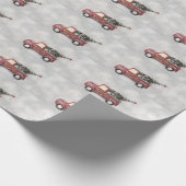 rode vrachtwagen op een grijze achtergrond cadeaupapier (Hoek)