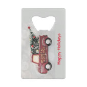 rode vrachtwagen op een grijze achtergrond creditkaart flessenopener (Voorkant)