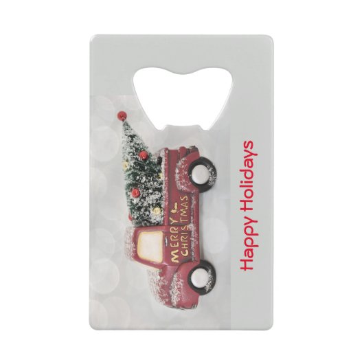 rode  vrachtwagen op een grijze achtergrond creditkaart flessenopener (Voorkant)