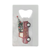 rode vrachtwagen op een grijze achtergrond creditkaart flessenopener (Achterkant)