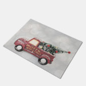 rode  vrachtwagen op een grijze achtergrond deurmat (Schuin)