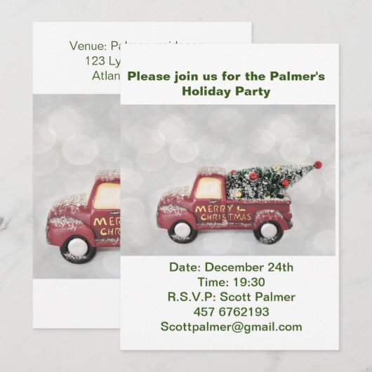 rode  vrachtwagen op een grijze achtergrond kaart (Voorkant / Achterkant)