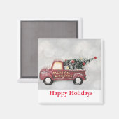 rode vrachtwagen op een grijze achtergrond magneet (Voorkant / Achterkant)