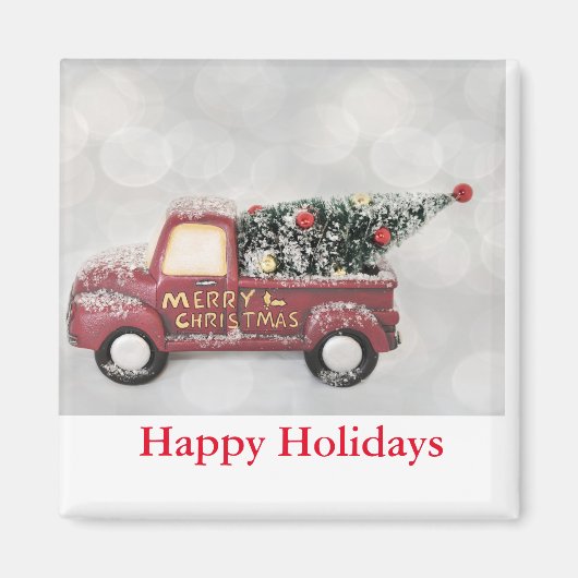 rode vrachtwagen op een grijze achtergrond magneet (Voorkant)