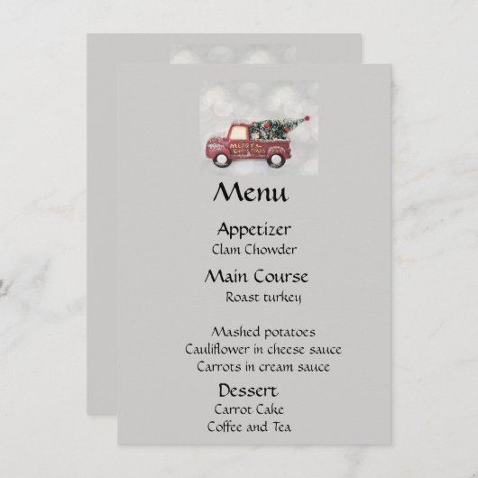 rode  vrachtwagen op een grijze achtergrond menu (Voorkant / Achterkant)