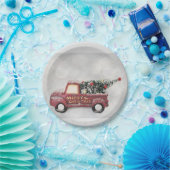 rode vrachtwagen op een grijze achtergrond papieren bordje (Feest)