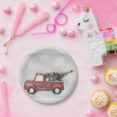 rode vrachtwagen op een grijze achtergrond papieren bordje (Feest)