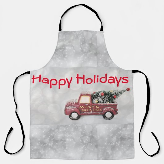 rode  vrachtwagen op een grijze achtergrond schort (Voorkant)