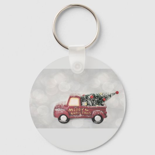 rode  vrachtwagen op een grijze achtergrond sleutelhanger (Voorkant)