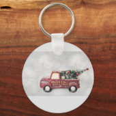 rode  vrachtwagen op een grijze achtergrond sleutelhanger (Voorkant)