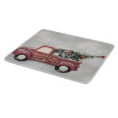 rode vrachtwagen op een grijze achtergrond snijplank (Hoek)