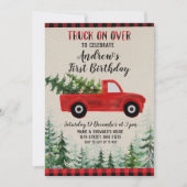 Rode vrachtwagen op verjaardagsfeestje kaart (Voorkant)