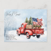  rode vrachtwagen Patriottische Amerikaanse vlag v Briefkaart (Voorkant)