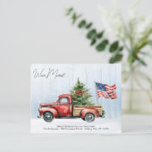  rode vrachtwagen Patriottische Amerikaanse vlag v Briefkaart (Staand voorkant)