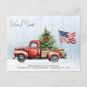  rode vrachtwagen Patriottische Amerikaanse vlag v Briefkaart (Voorkant)