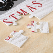  Rode Vrachtwagen Patriottische Vlag Merry Chirstm Legpuzzel (Zijkant)