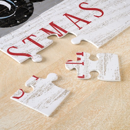  Rode Vrachtwagen Patriottische Vlag Merry Chirstm Legpuzzel (Zijkant)