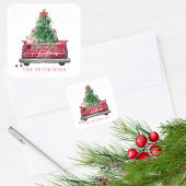 rode vrachtwagen | Pawprint Christmas Vierkante Sticker