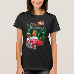 Rode Vrachtwagen Pickup Kerstboom Vrolijke Kerstmi T-shirt