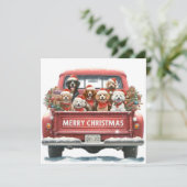 rode vrachtwagen Plat Kerstkaart (Staand voorkant)