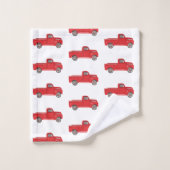 Rode Vrachtwagen Retro Patroon Badhanddoek Set Bad Handdoek (Wasdoekje)