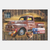  Rode Vrachtwagen Rooster Hen Barn Inpakpapier Vel (Voorkant)