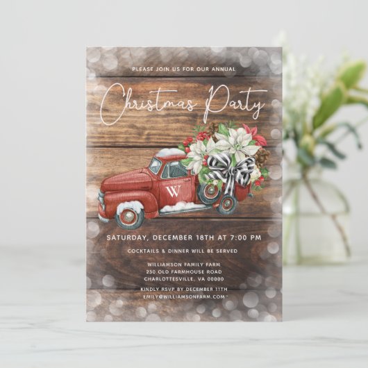  Rode Vrachtwagen Rustige Kerstfeest Feestdagenkaart (Staand voorkant)