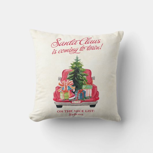  rode vrachtwagen Santa Claus Kussen (Voorkant)