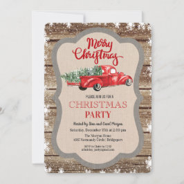  rode vrachtwagen sneeuwvlok kerst uitnodiging