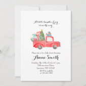 Rode vrachtwagen snowflakes kerstbaby shower kaart (Voorkant)