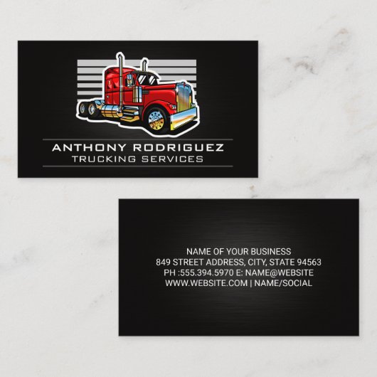 rode vrachtwagen | transport-transport | Stuurprog Visitekaartje (Voorkant / Achterkant)