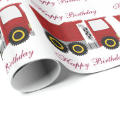 Rode vrachtwagen verjaardagscadeau cadeaupapier (Rol Hoek)