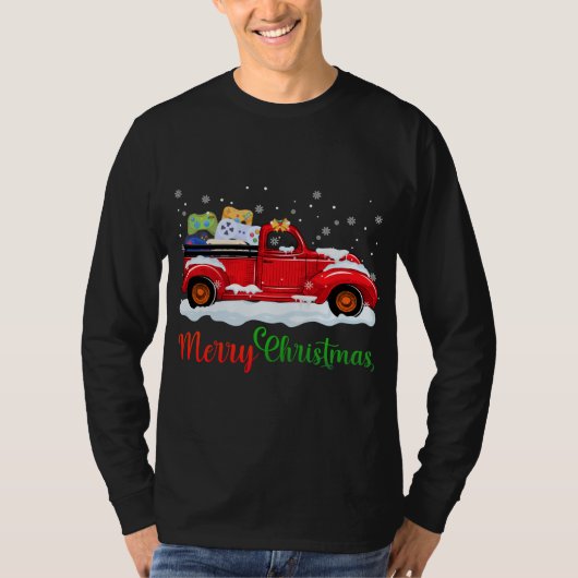 Rode Vrachtwagen Video Game Controllers Merry Chri T-shirt (Voorkant)