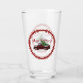  Rode Vrachtwagen, vrolijk kerstfeest! Glas (Achterkant)