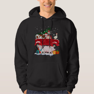 Rode Vrachtwagen Vrolijk Kerstmis Dieren Loves Boe Hoodie