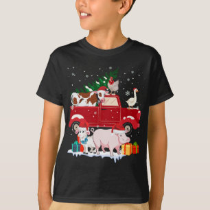 Rode Vrachtwagen Vrolijk Kerstmis Dieren Loves Boe T-shirt