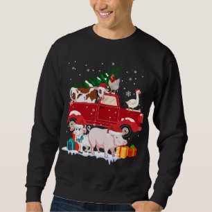 Rode Vrachtwagen Vrolijk Kerstmis Dieren Loves Boe Trui