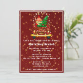 Rode Vrachtwagen Vrolijke Kerstboom Brunch Bourgon Kaart (Staand voorkant)