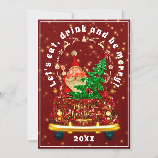 Rode Vrachtwagen Vrolijke Kerstboom Brunch Bourgon Kaart (Achterkant)