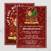 Rode Vrachtwagen Vrolijke Kerstboom Brunch Bourgon Kaart (Voorkant / Achterkant)