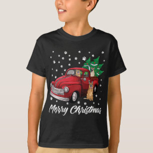 Rode Vrachtwagen Vrolijke Kerstboom Duitse Herder T-shirt