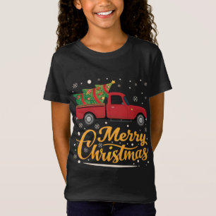 Rode Vrachtwagen Vrolijke Kerstboom Vol Wensen Mir T-shirt