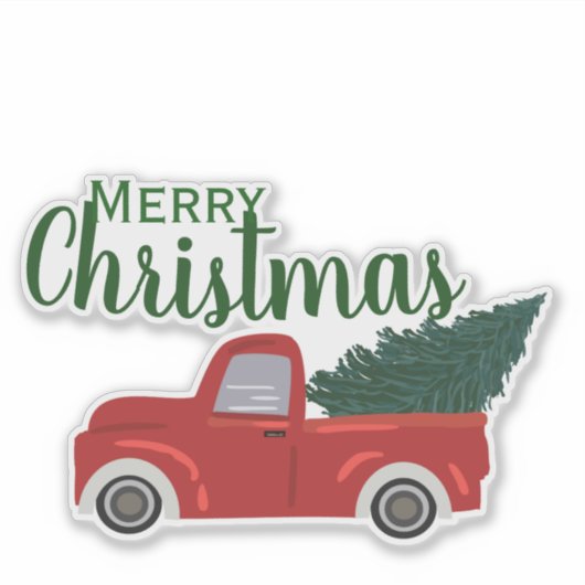 Rode vrachtwagen vrolijke Kerstmis Sticker (Voorkant)